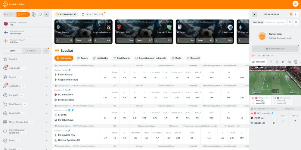 simple casino urheilu