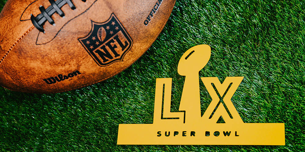 Super Bowl LX Concept Image: Lombardi Trophy Beside Roman Numeral LX
