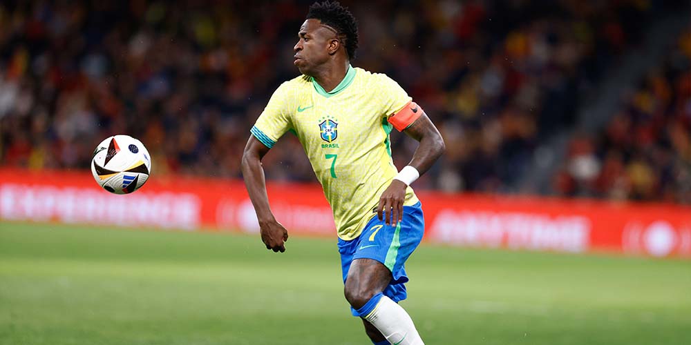 Vinicius Junior kuuluu nimivahvan Brasilian kärkinimiin MM-kisoissa. Kuva: Independent Photo Agency / Alamy