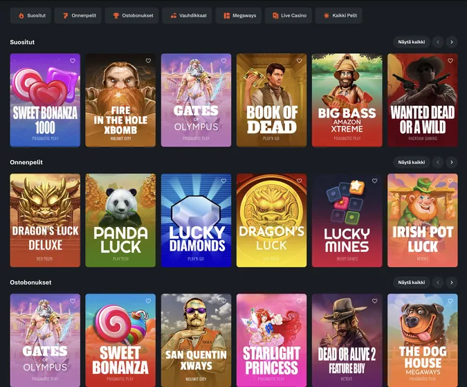 Kaista Kasino pelivalikoima ja kolikkopelien lobby Kaista Kasino pelivalikoima ja kolikkopelien lobby