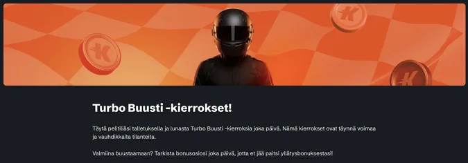 Kaista Kasino Turbo Buusti -kierrokset kampanja Kaista Kasino Turbo Buusti -kierrokset kampanja