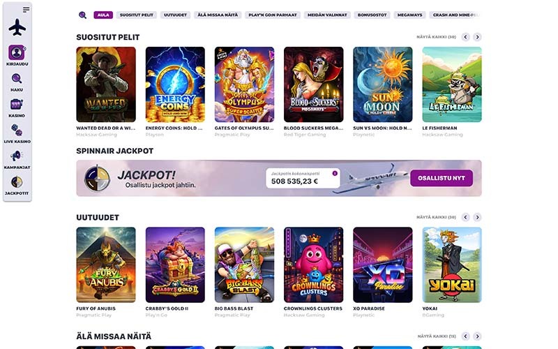 spinnair-casino-pelit