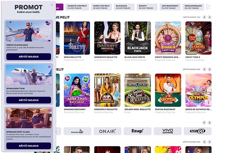 spinnair-casino-kampanjat