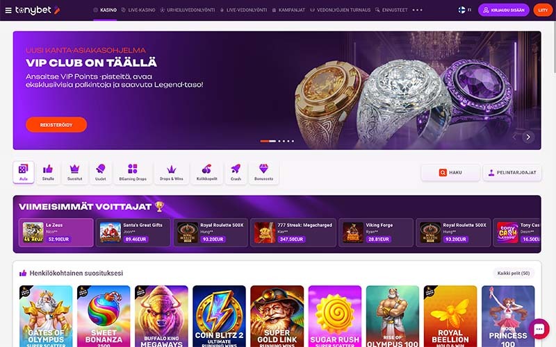 tonybet-casino-etusivu
