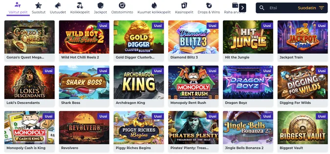 Boost Casino pelilobby uutuuspelit Boost Casino pelilobby, uutuuspelit-osio