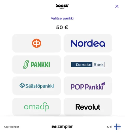 Boost Casino Zimpler-talletuksen pankkivalinta Boost Casino Zimpler-talletuksen pankkivalinta