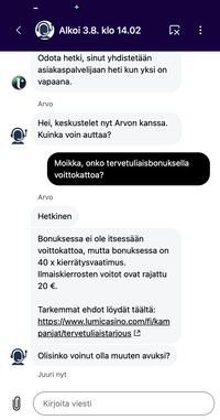lumi-casino-asiakaspalvelu Lumi Casino live-chat asiakaspalvelu