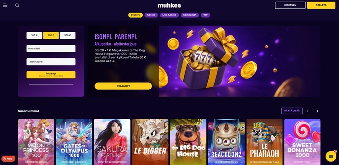 muhkee-casino-etusivu Muhkee Casino etusivu ja Alkupotku-aloitustarjous