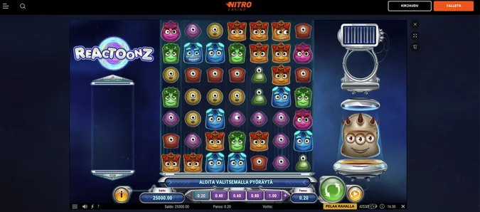 Reactoonz-kolikkopeli Nitro Casinolla Reactoonz-kolikkopeli Nitro Casinolla