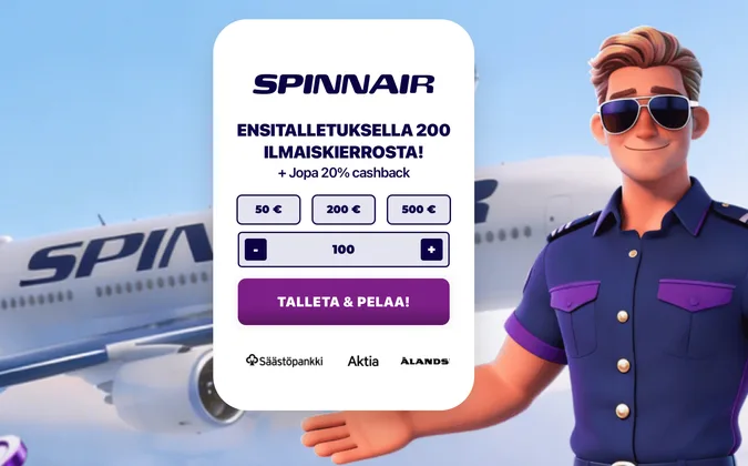Spinnair Casino bonustarjous Spinnair Casino tervetuliaisbonus talletusnäkymä