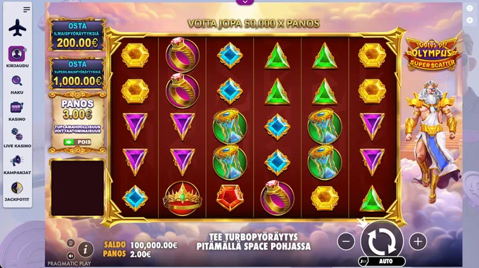 Spinnair Casino pelinäkymä Spinnair Casino kolikkopeli pelinäkymä