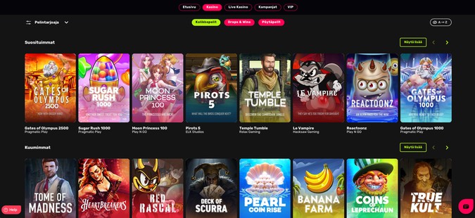 kirpee-kasino-pelivalikoima Kirpee Casino pelivalikoima